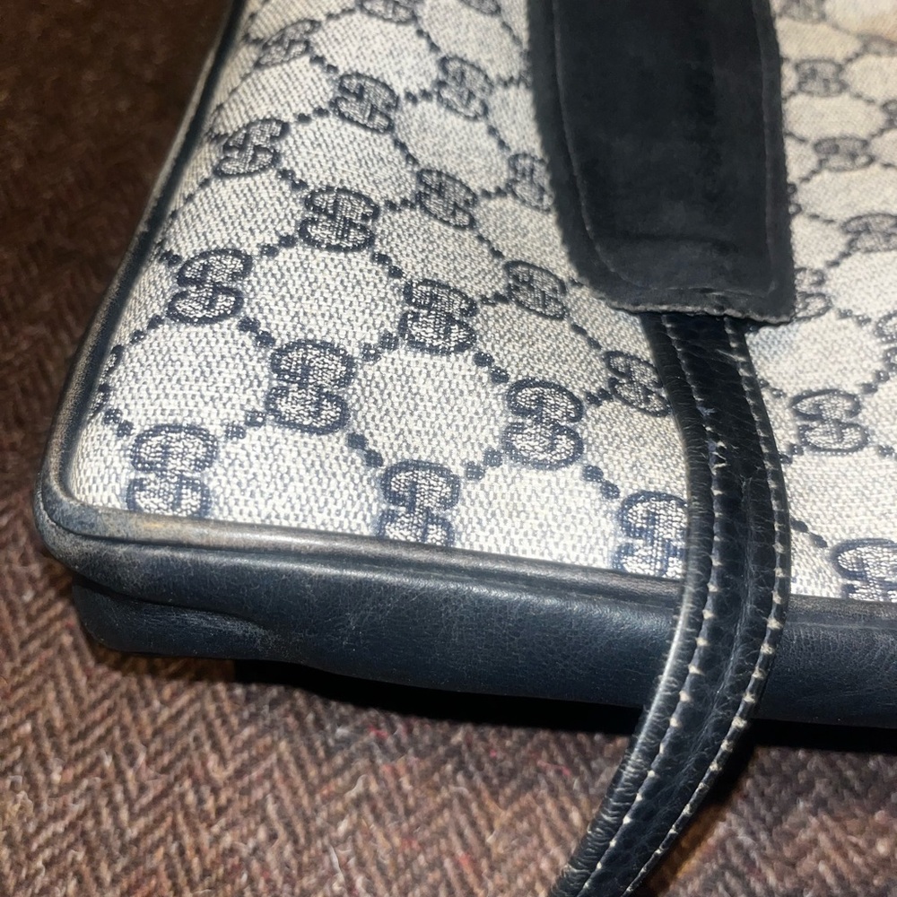 Gucci Monogram Crossbody Bag with Red and Navy Web Stripe - Picture 7 of 15